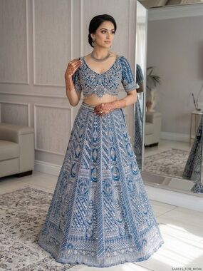 Embroidered Blue partywear lehenga with dupatta full stitched